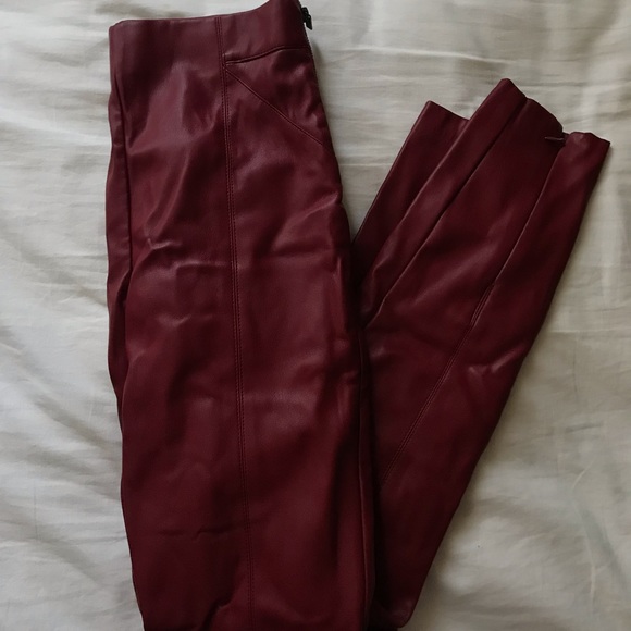ZARA Faux Leather Leggings - Red - Picture 2 of 2
